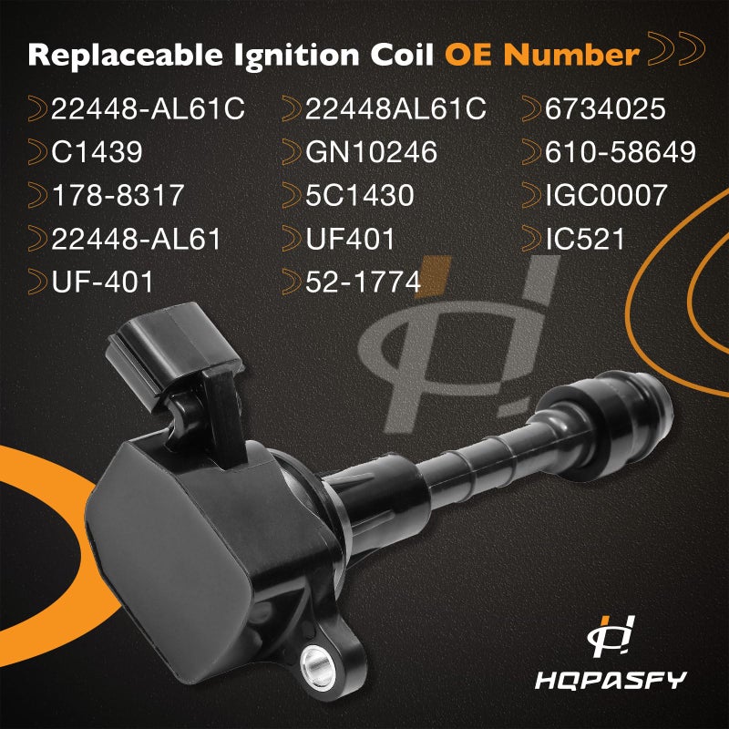 HQPASFY Ignition Coil Packs, Compatible with 2003-2008 Infiniti G35/FX35/M35, 2003-2006 Nissan 350Z 3.5L V6, Replaces# 22448-AL61C, UF401 (6PCS) - Image 3